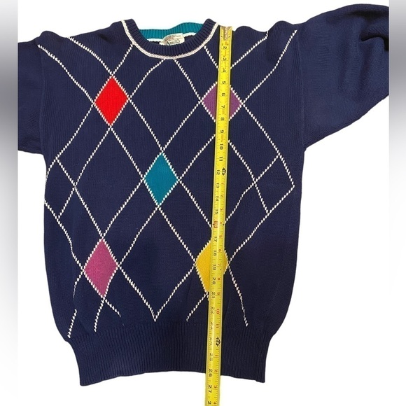 SMITH'S OF BERMUDA ARGYLE VINTAGE LONG SLEEVE COTTON SWEATER SIZE  42/Medium - Picture 11 of 12